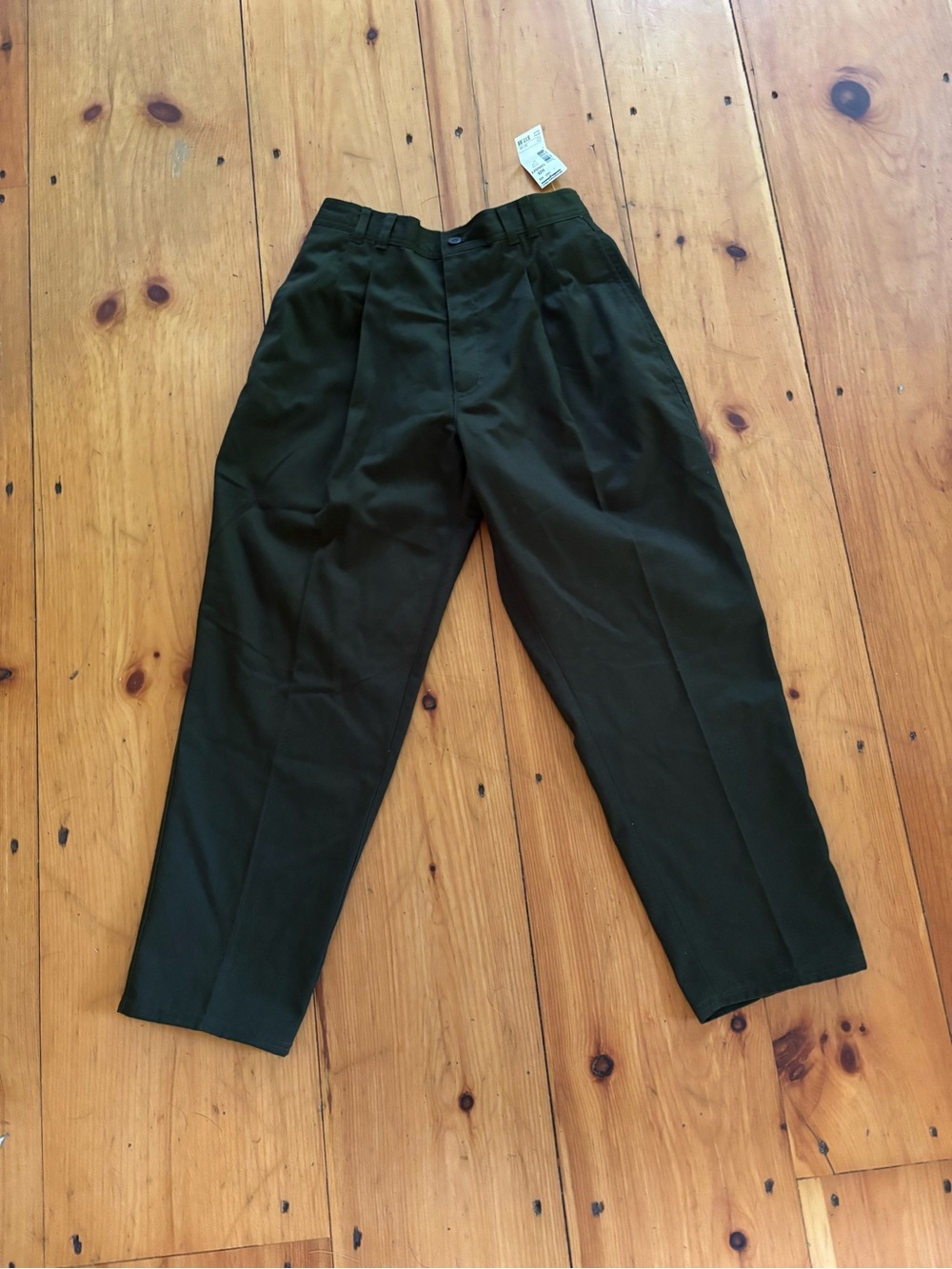 Vintage 90s Bugle Boy Boys 12 Husky Olive Pleated Pants NWT